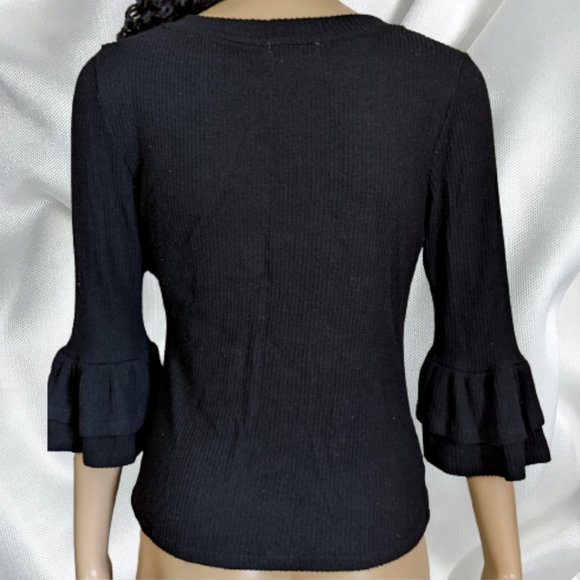 Plain Black with Balloon Sleeves Top - Picture 2 of 2